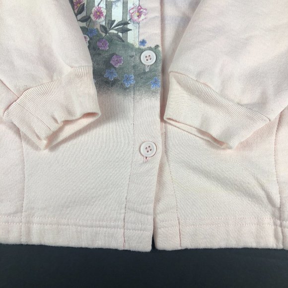 VTG Artisans Floral Light House Button Up Sweater Adult Medium Pink Nature Birds - Picture 2 of 11